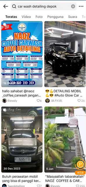 Car Wash Detailing Depok TikTok search before Arfadia