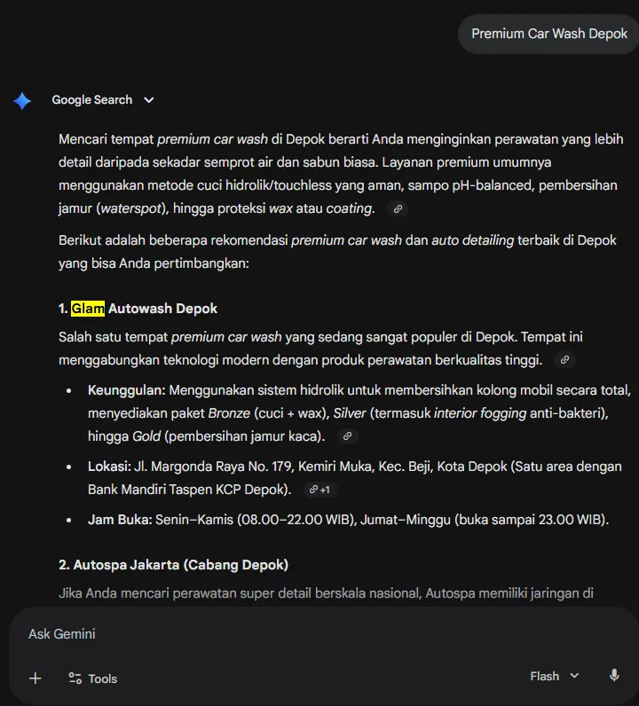 Premium Car Wash Depok on Gemini after Arfadia, Glam Autowash recommended