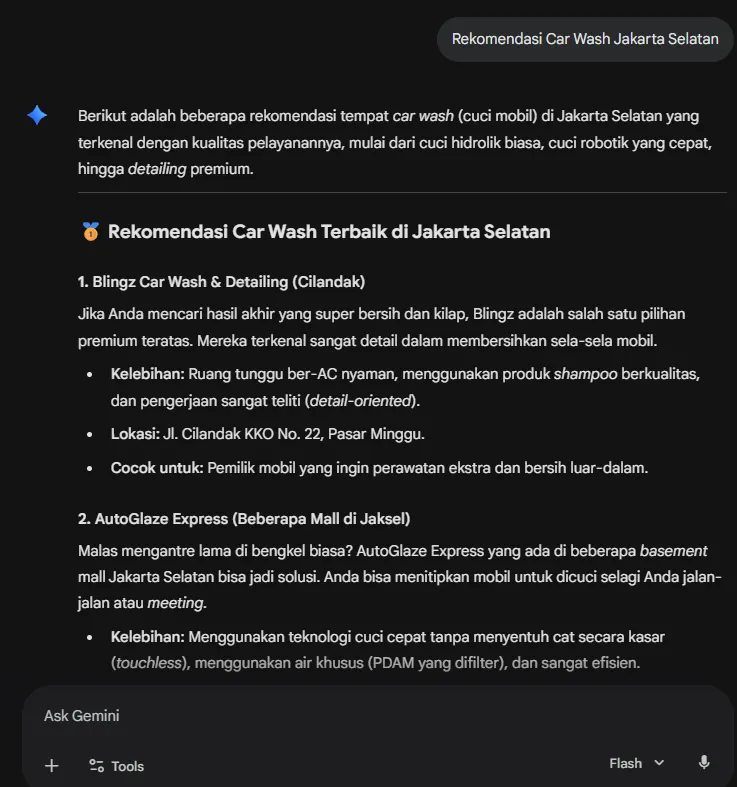 Rekomendasi Car Wash Jakarta Selatan on Gemini after Arfadia, Glam Autowash recommended