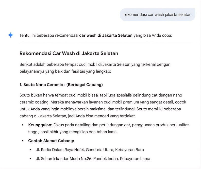 Rekomendasi Car Wash Jakarta Selatan on Gemini before Arfadia, Glam Autowash not shown