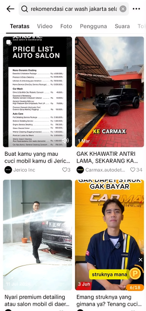 Rekomendasi Car Wash Jakarta Selatan TikTok search before Arfadia