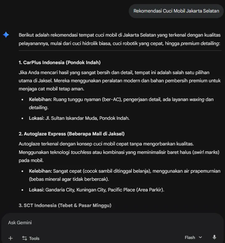 Rekomendasi Cuci Mobil Jakarta Selatan on Gemini after Arfadia, Glam Autowash recommended